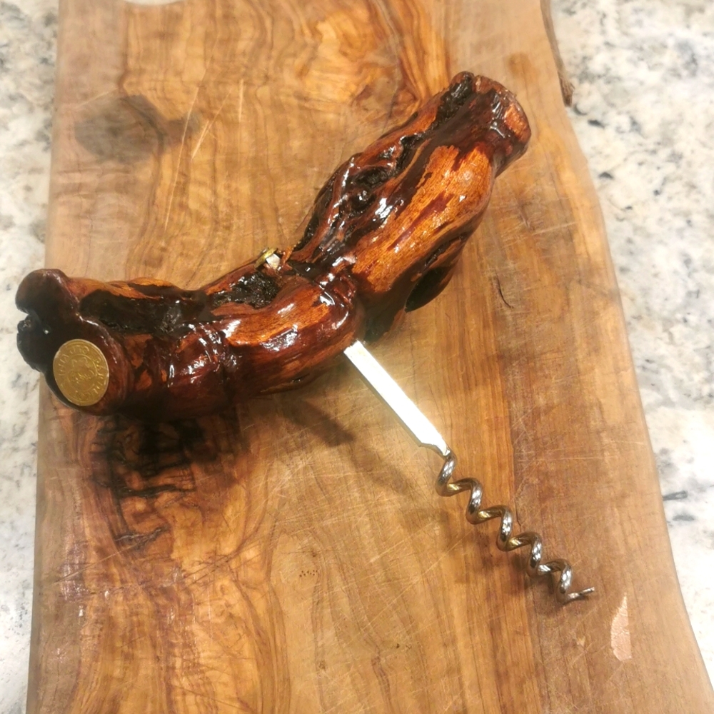 Giant wood Burl Walnut Wood handle ergonomic cork screw puller